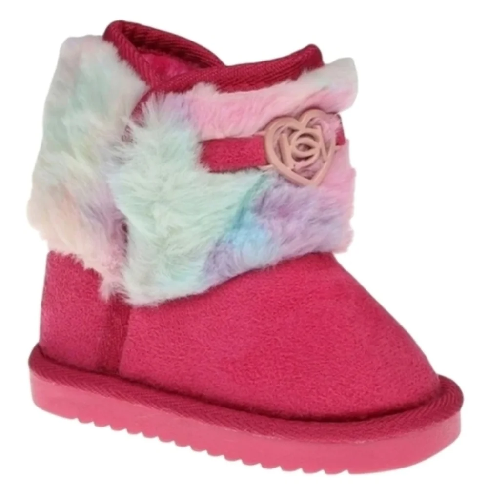 Bebe‎ Faux Fur Tie Dye Girls Boots Winter Shoes Pink Blue NWT Size Toddler 6